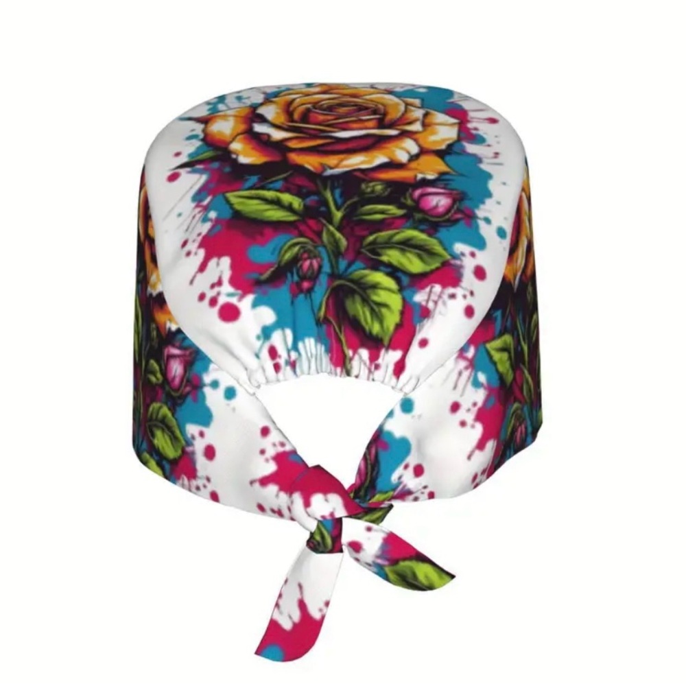 💥Floral Print Scrub Cap
